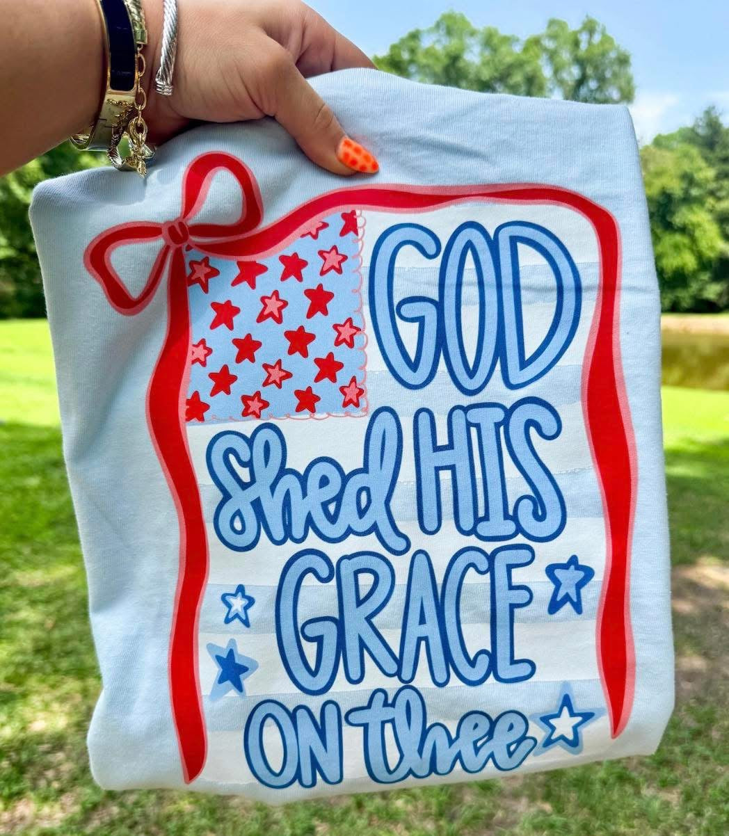 God shed His Grace tee (comfort color chambray)