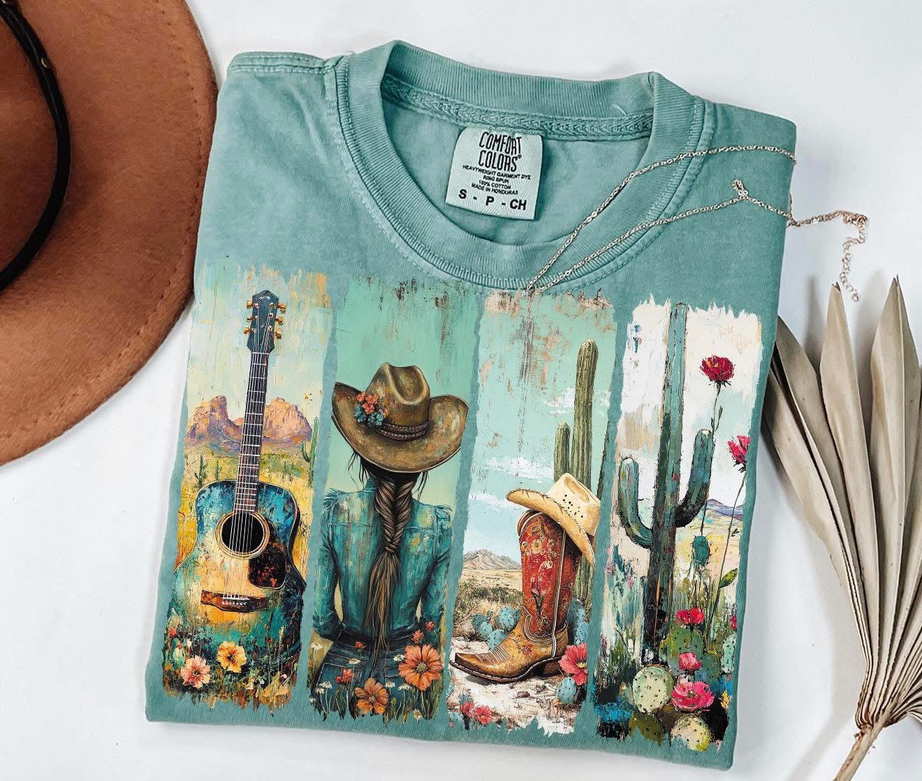 Western Comfort Color Tee (sea-foam)