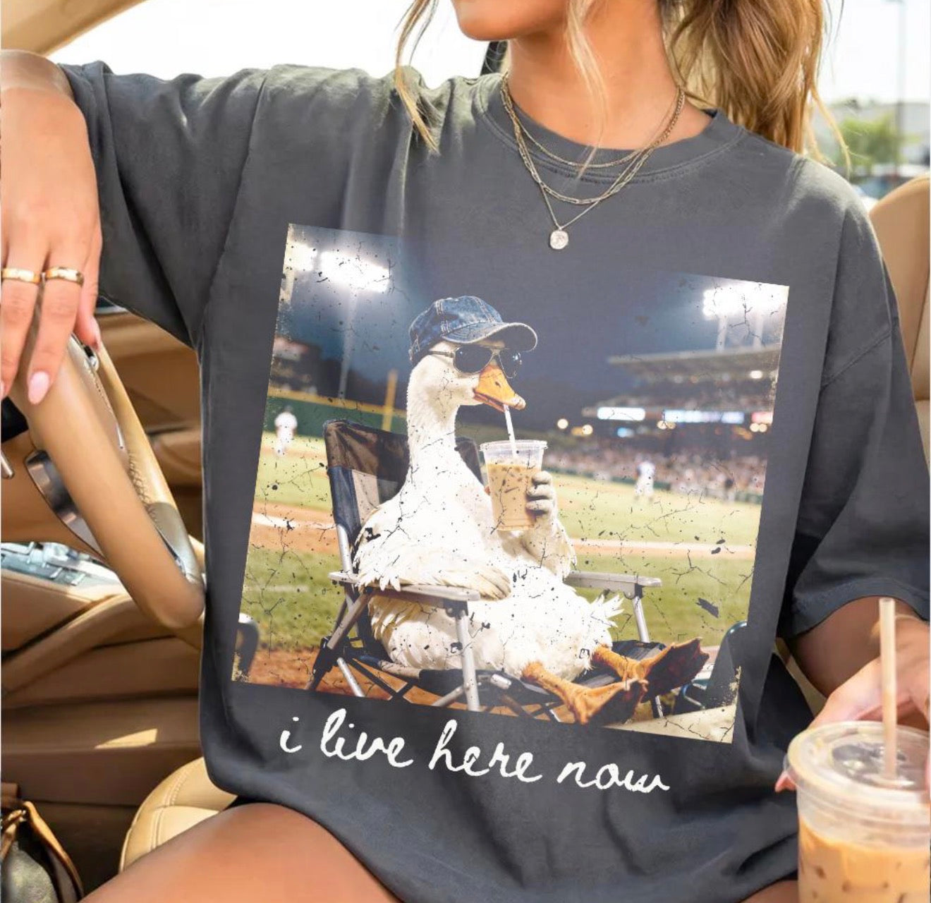 I Live Here Now Comfort Color Tee (pepper)