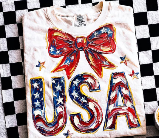 Brushstroke USA comfort color tee (ivory)