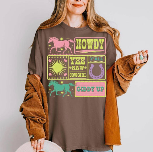 Howdy western tee (comfort color Espresso)