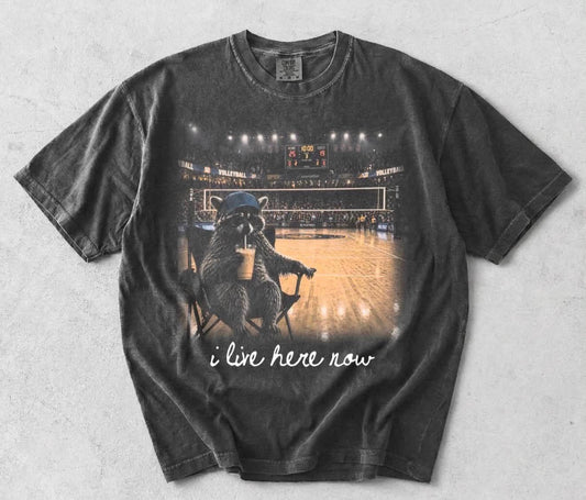 I Live Here Now Comfort Color Tee (pepper)